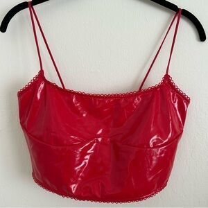 Skims Vinyl Corset in Red size Small
